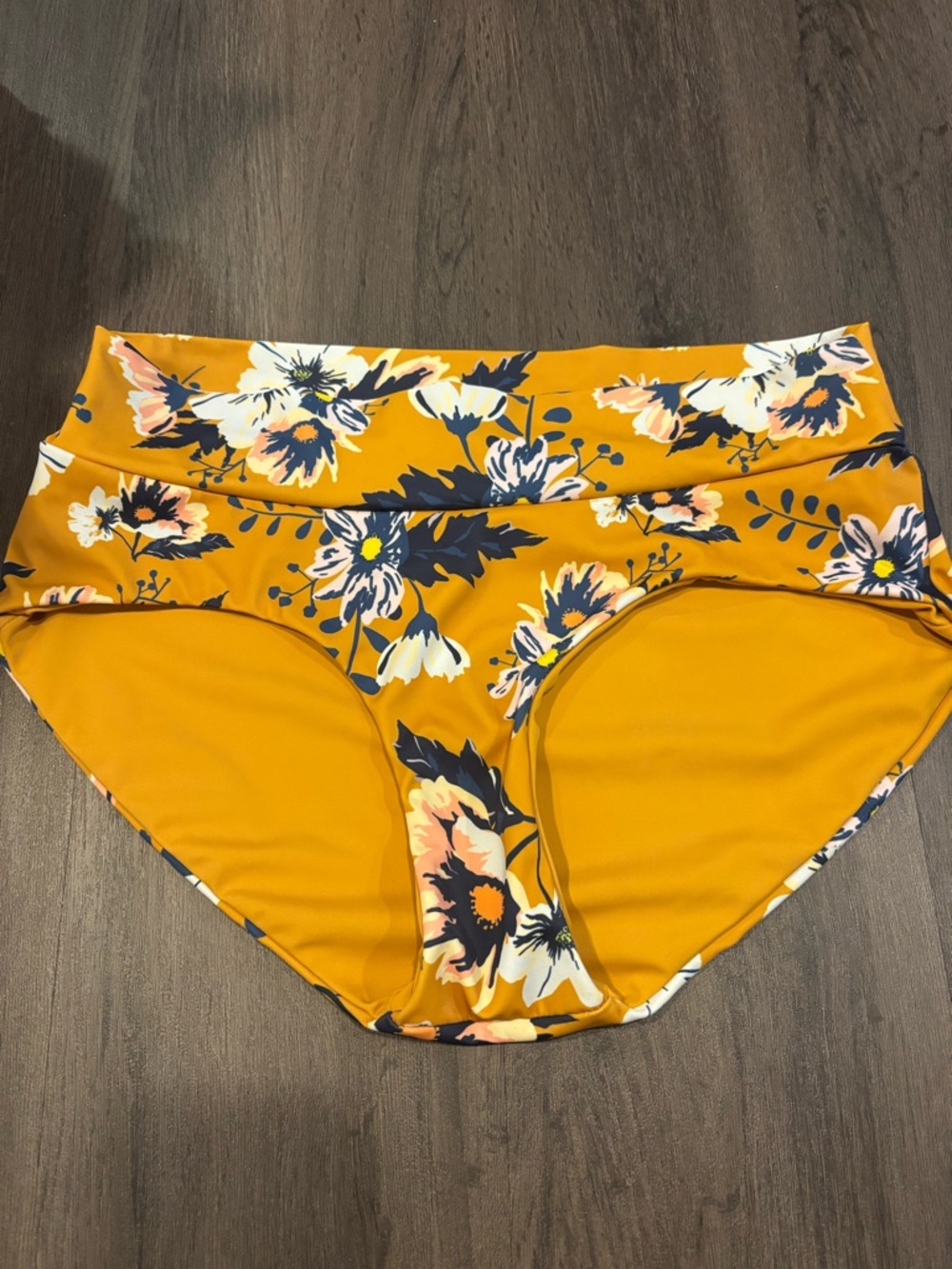 Senita Athletics Mustard Yellow Floral Bikini Bottoms